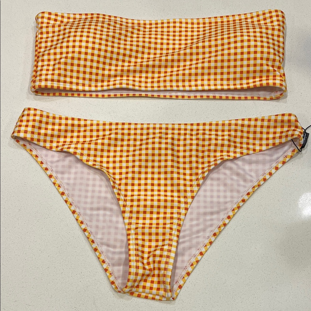 Lemonfish Yellow and Red Checkered Bikini